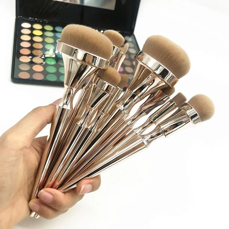 Toothbrush 9 Pieces Foundation Contour Brushes Set Makeup Brush Rose Gold High End Maquiagem Cosmetic Tools Ins Popular Brush