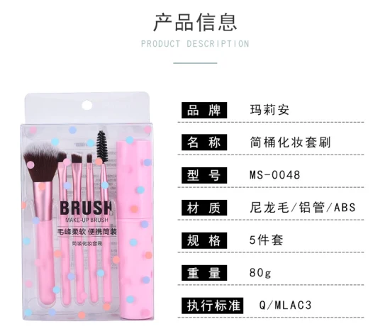 Foundation Makeup Brush Combination 5 Pieces of Storage Tube Powder Blush Eyeshadow Concealer Lip Eye Blusher Brush