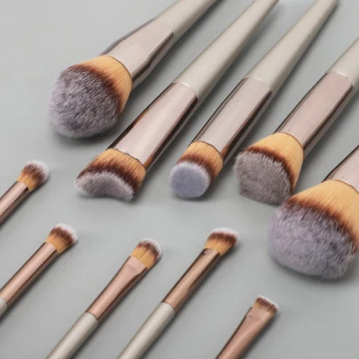 10PCS Luxury Makeup Brushes Set Premium Synthetic Hair Cosmetic Brushes for Foundation Blending Powder Liquid Cream Tapered Concealer Contour Eye Shadow Blush